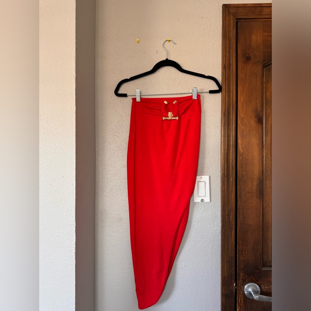 Red skirt set from boutique in Ibiza